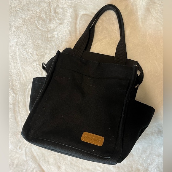 Black Canvas crossbody tote bag - Picture 6 of 13